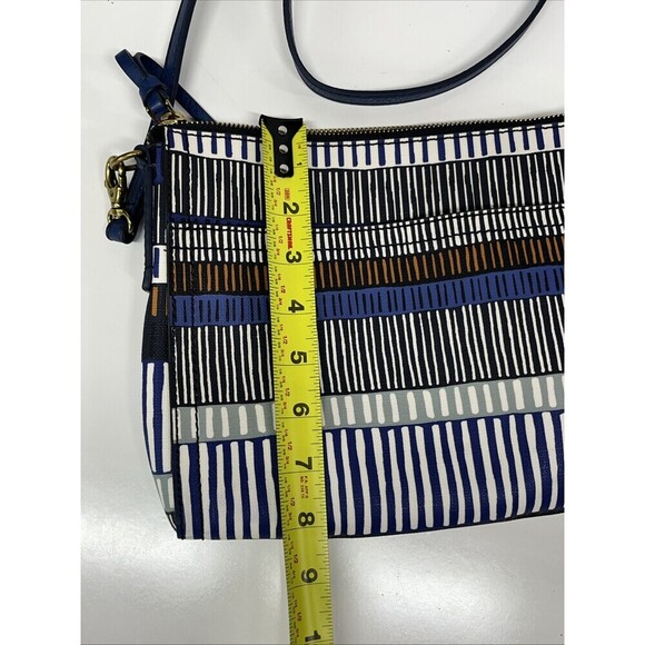 Fossil Emma multi color slim structured Crossbody Bag Navy Stripe East West Zip - Picture 15 of 16